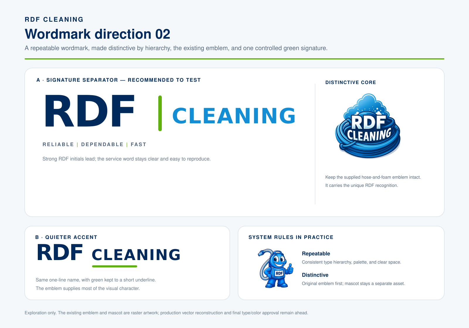 RDF Cleaning blue cleaning hose emblem